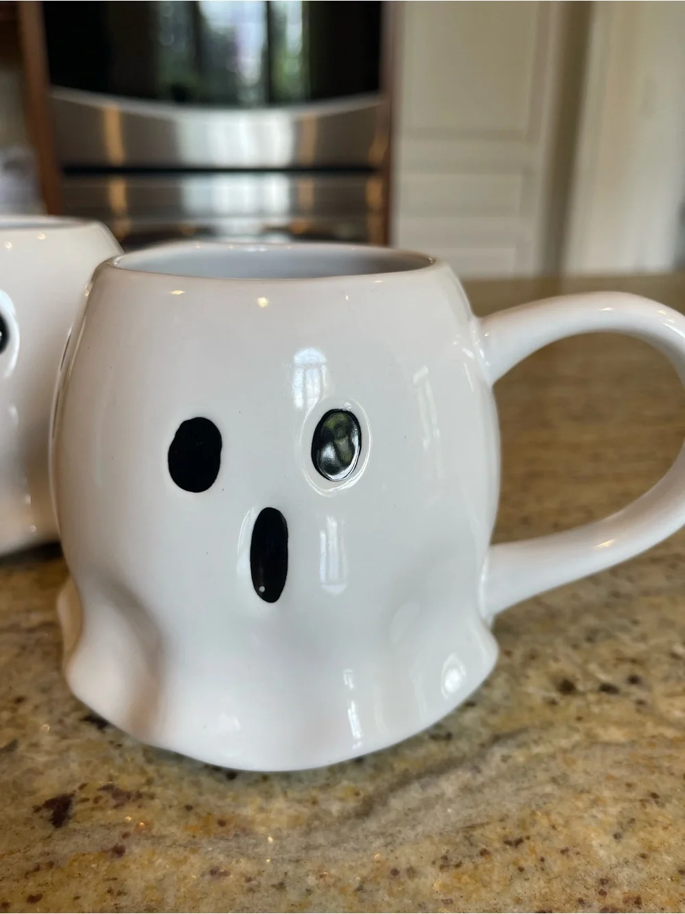Williams Sonoma White Ghost Figural Mug Set of 2 Halloween Stoneware NEW
